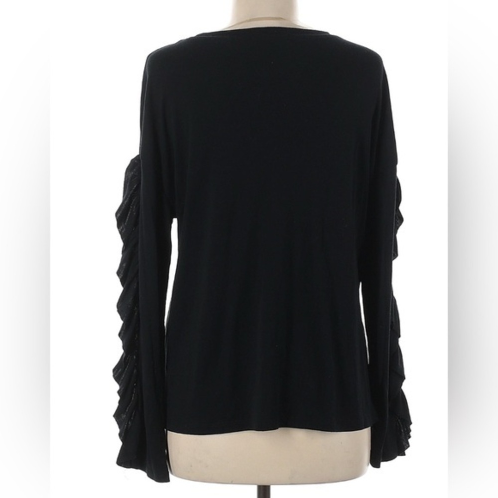 Sanctuary Black Ruffle Long Sleeve Top‎ | Women's Medium - Picture 2 of 4